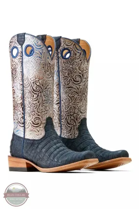 10050966 Futurity Boon Sueded Caiman Belly Tooled Western Boots