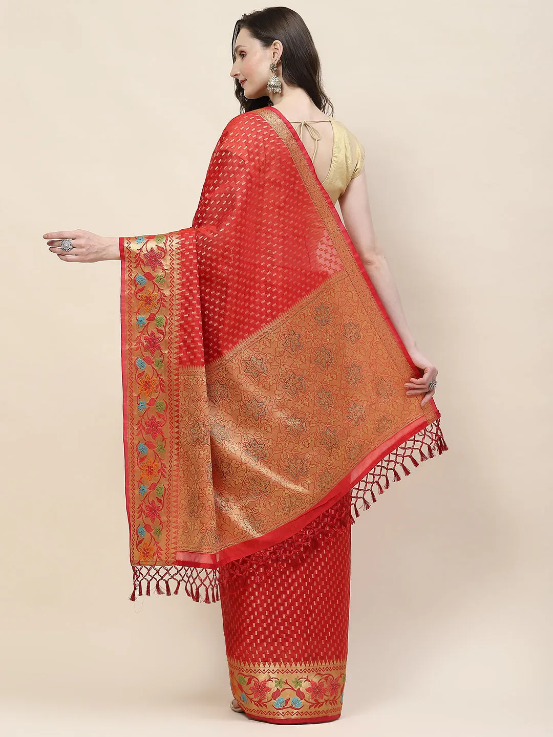 Abstract Woven Cotton Saree