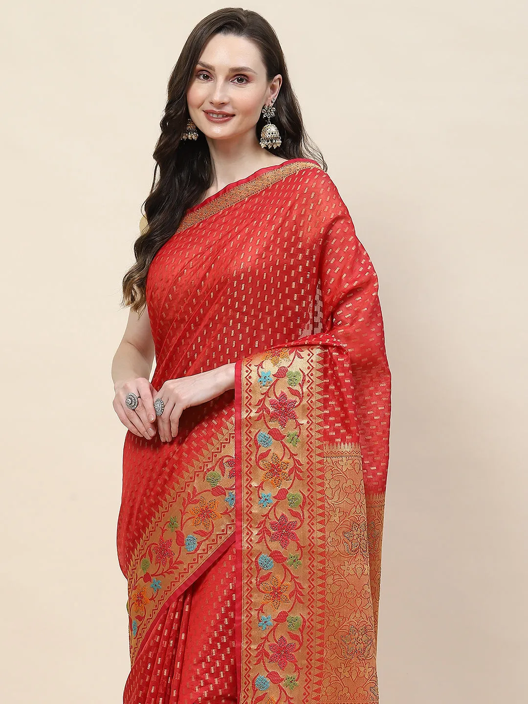 Abstract Woven Cotton Saree