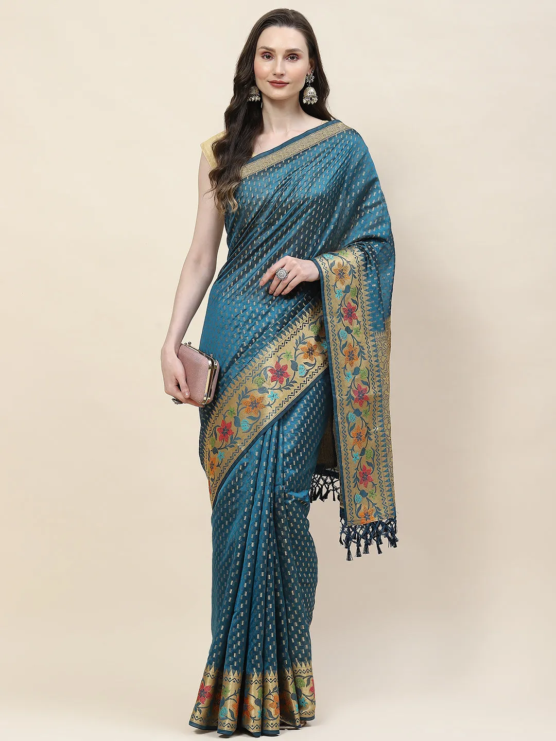 Abstract Woven Cotton Saree