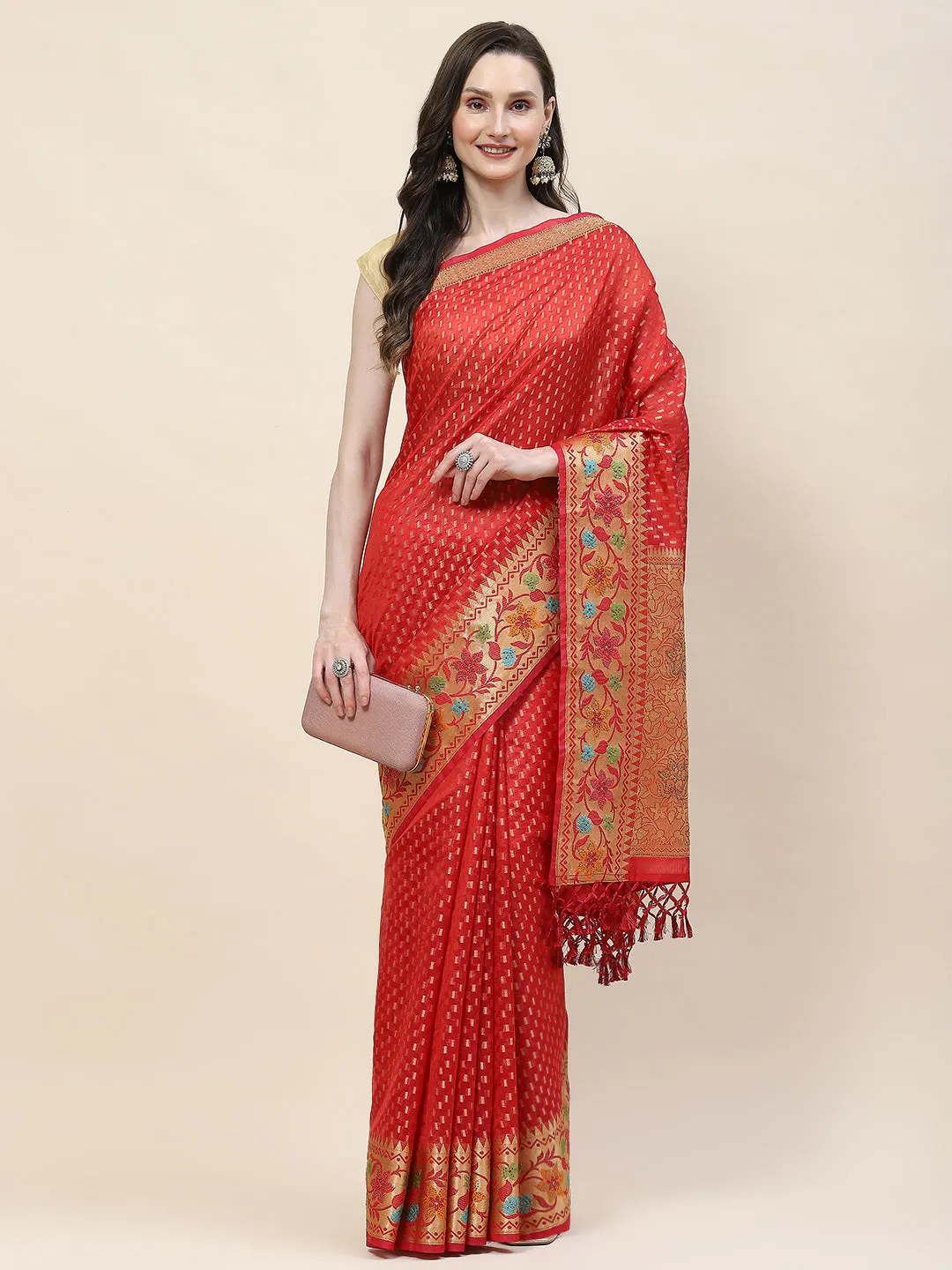 Abstract Woven Cotton Saree