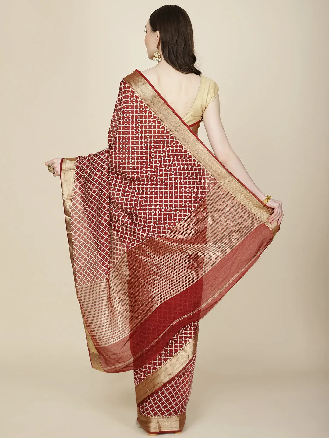 Abstract Woven Cotton Saree