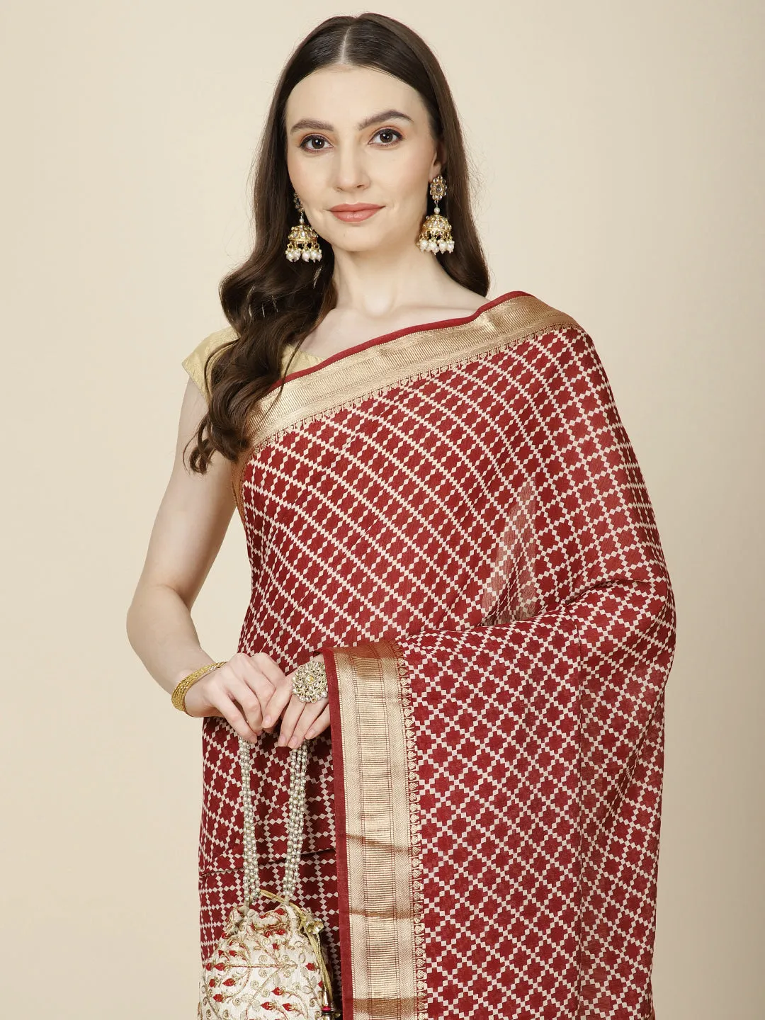 Abstract Woven Cotton Saree