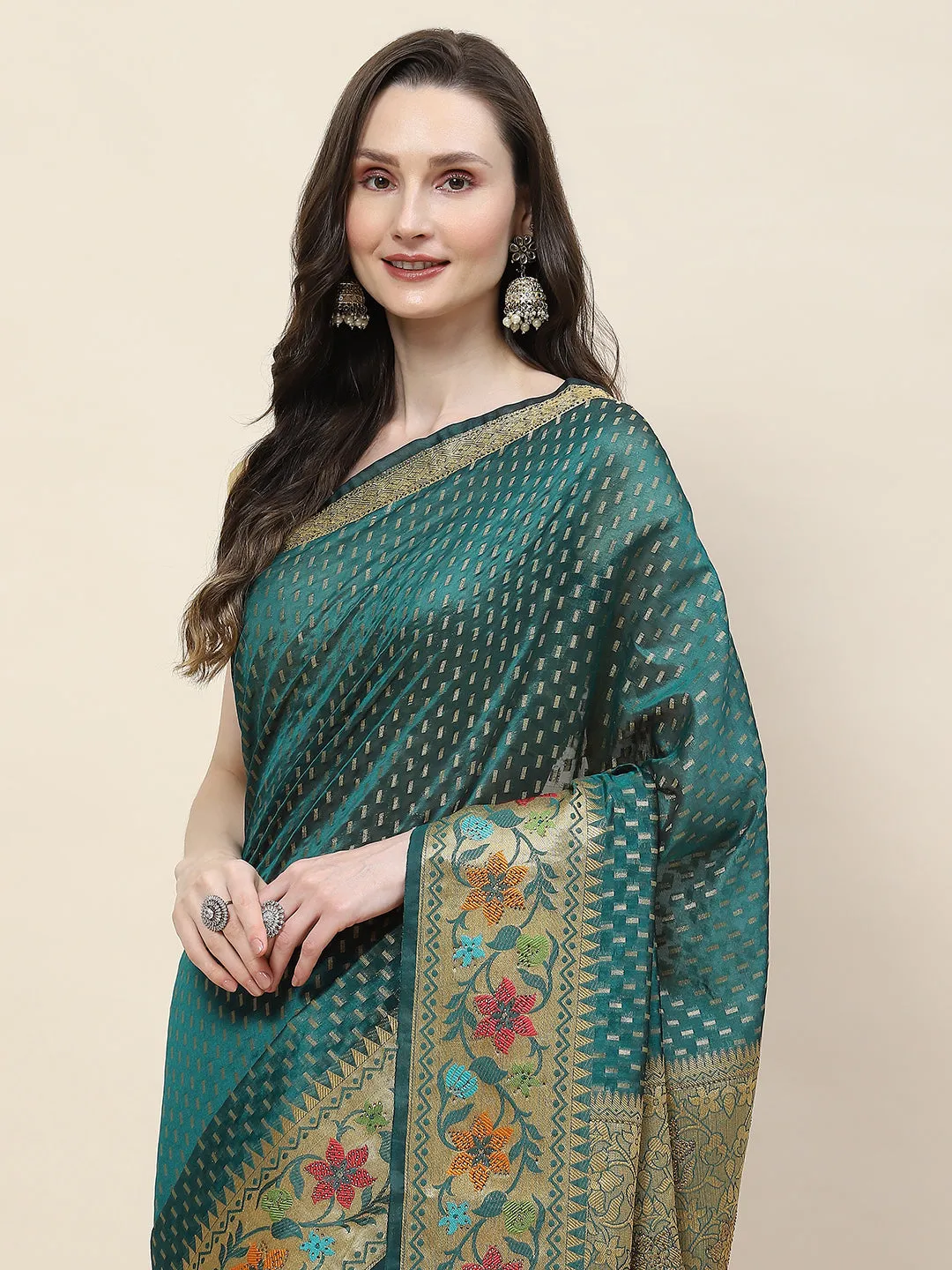 Abstract Woven Cotton Saree