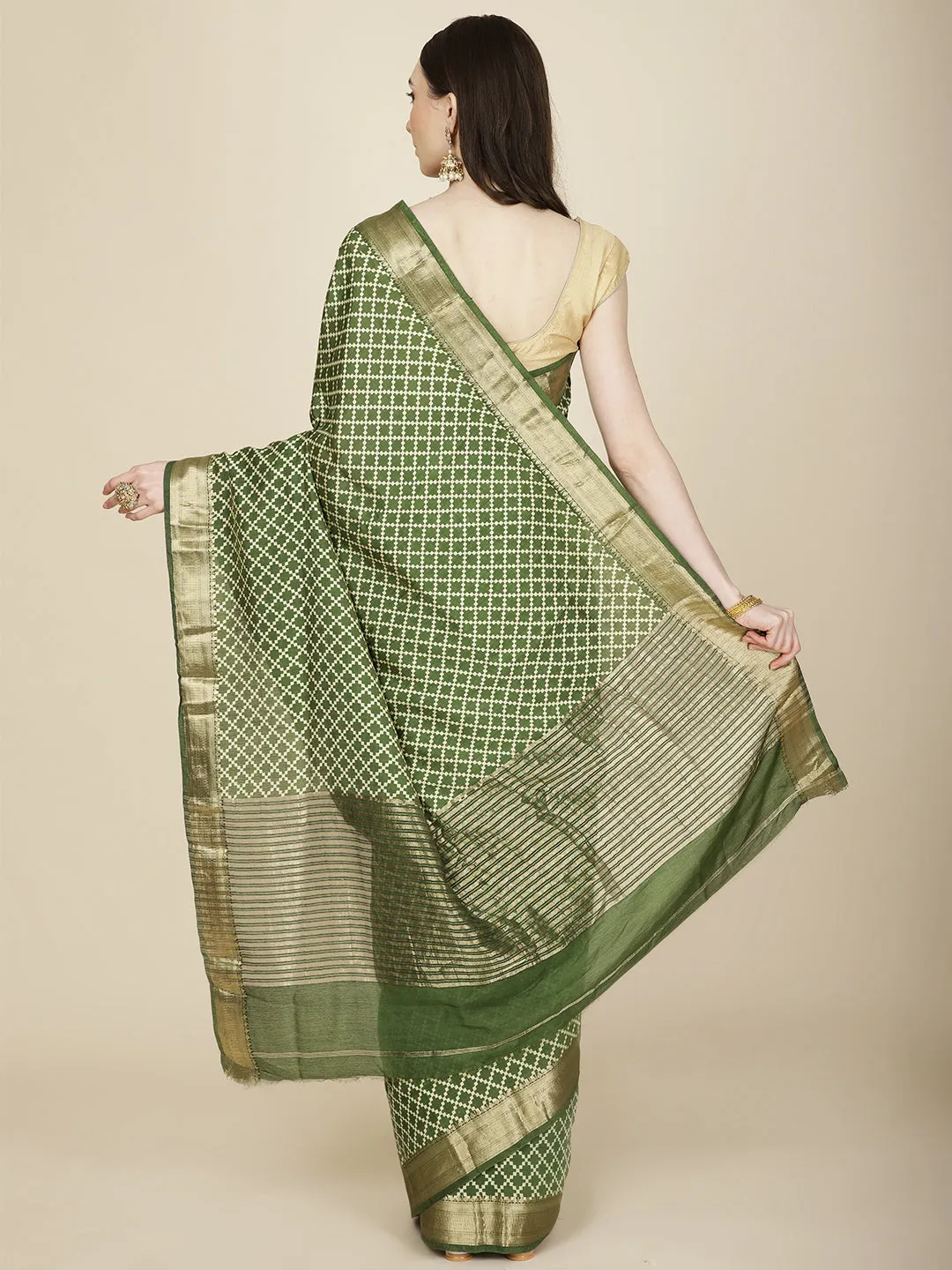 Abstract Woven Cotton Saree