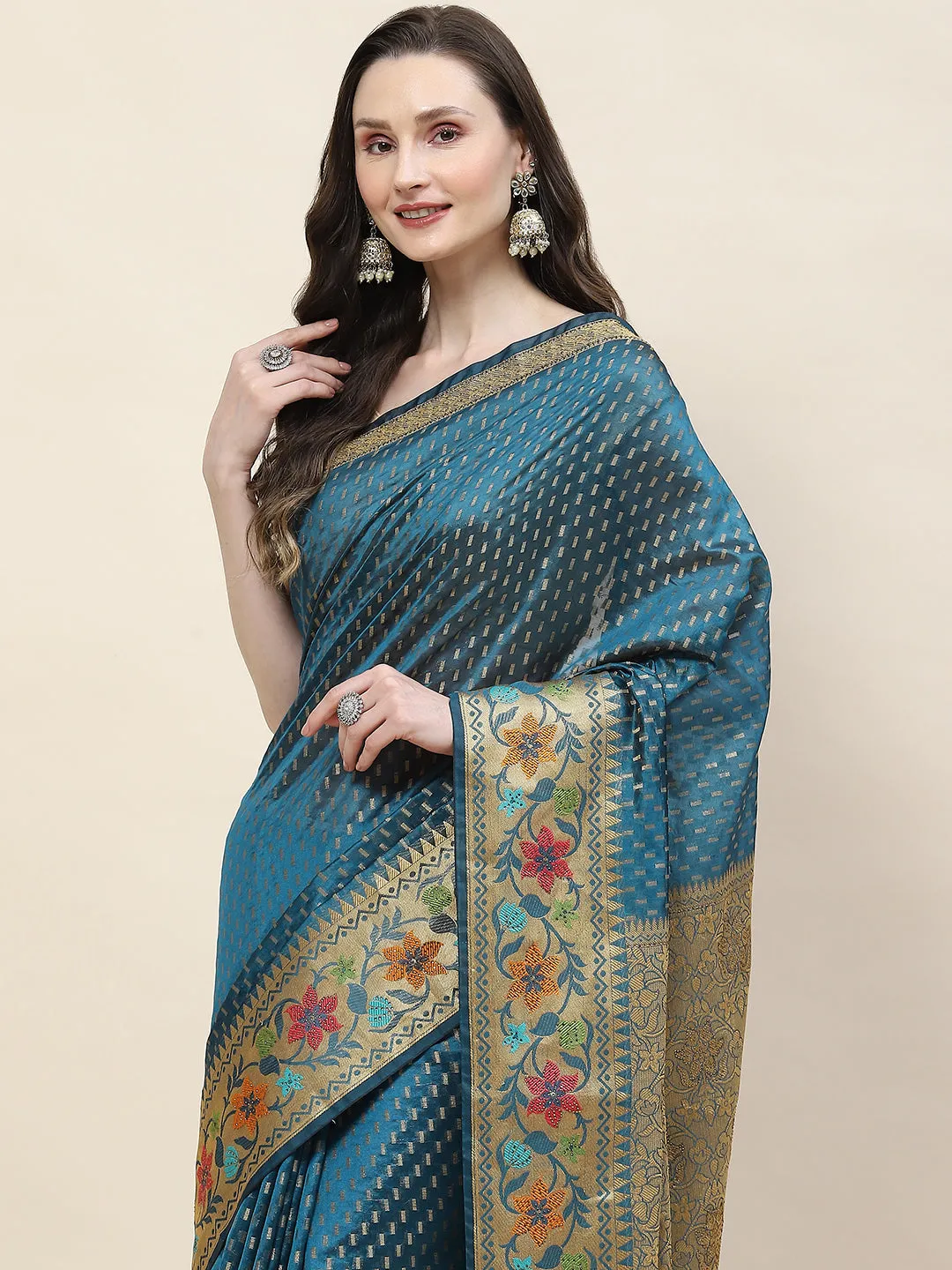 Abstract Woven Cotton Saree