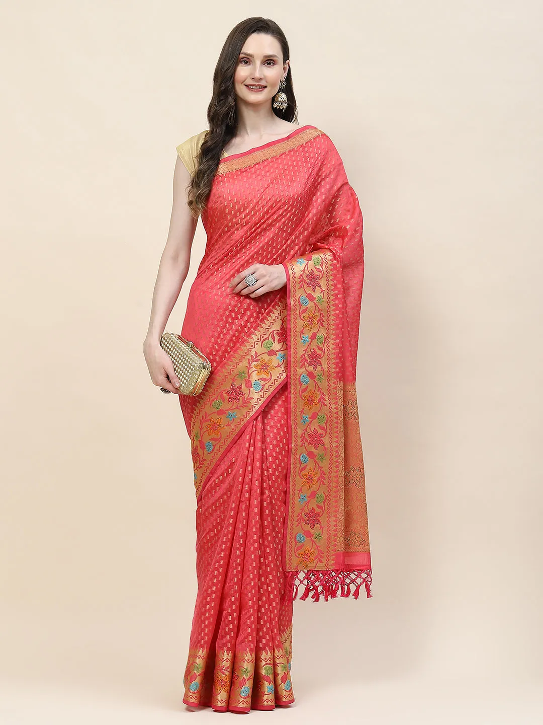 Abstract Woven Cotton Saree