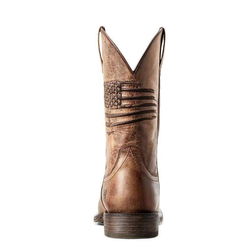 Ariat Mens Square Toe Cowboy Boots in Brown: Durable Circuit Patriot Style 10029699
