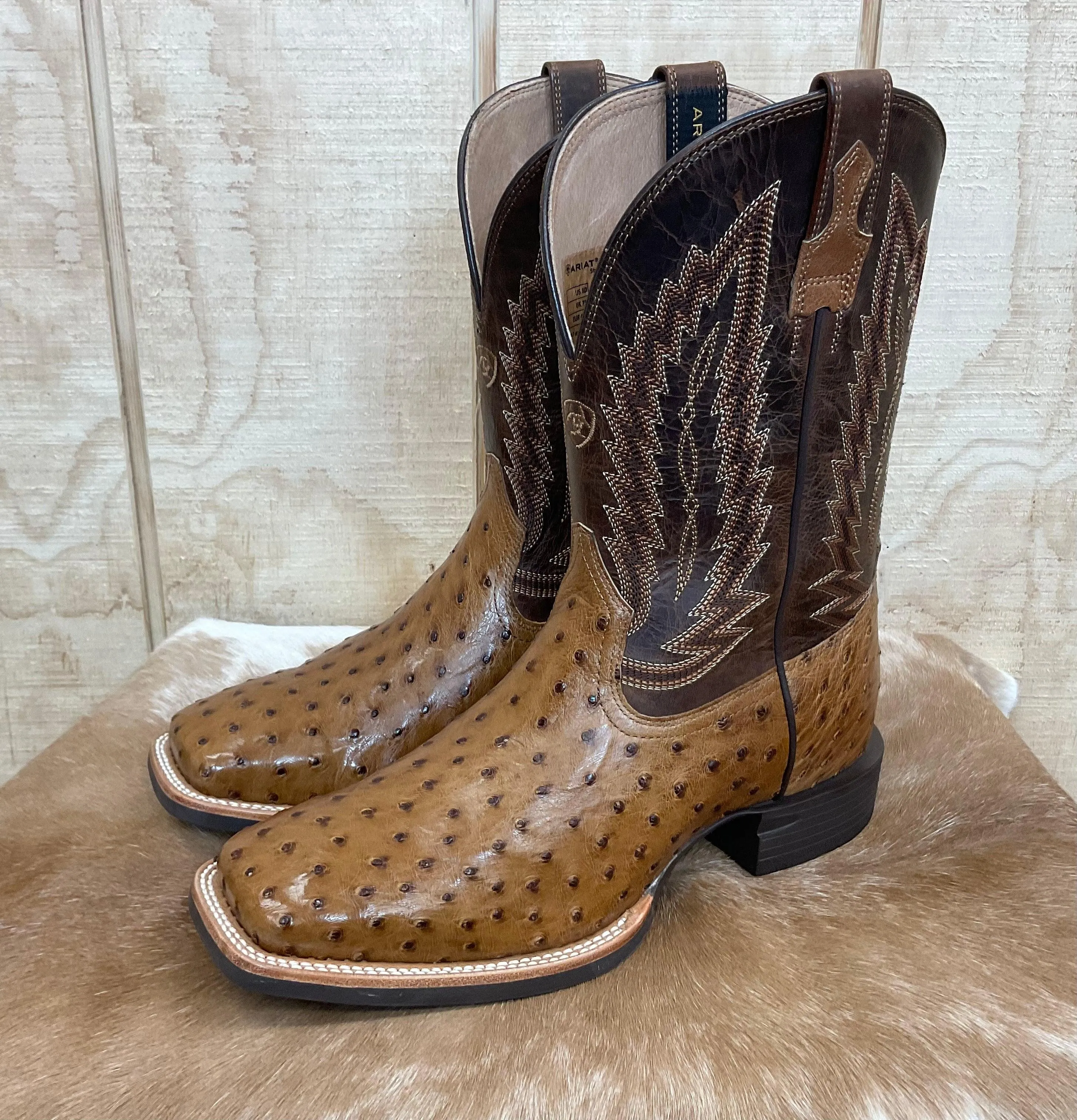 Ariat Men's Quantum Full Quill Ostrich Square Toe Cowboy Boots 10040281