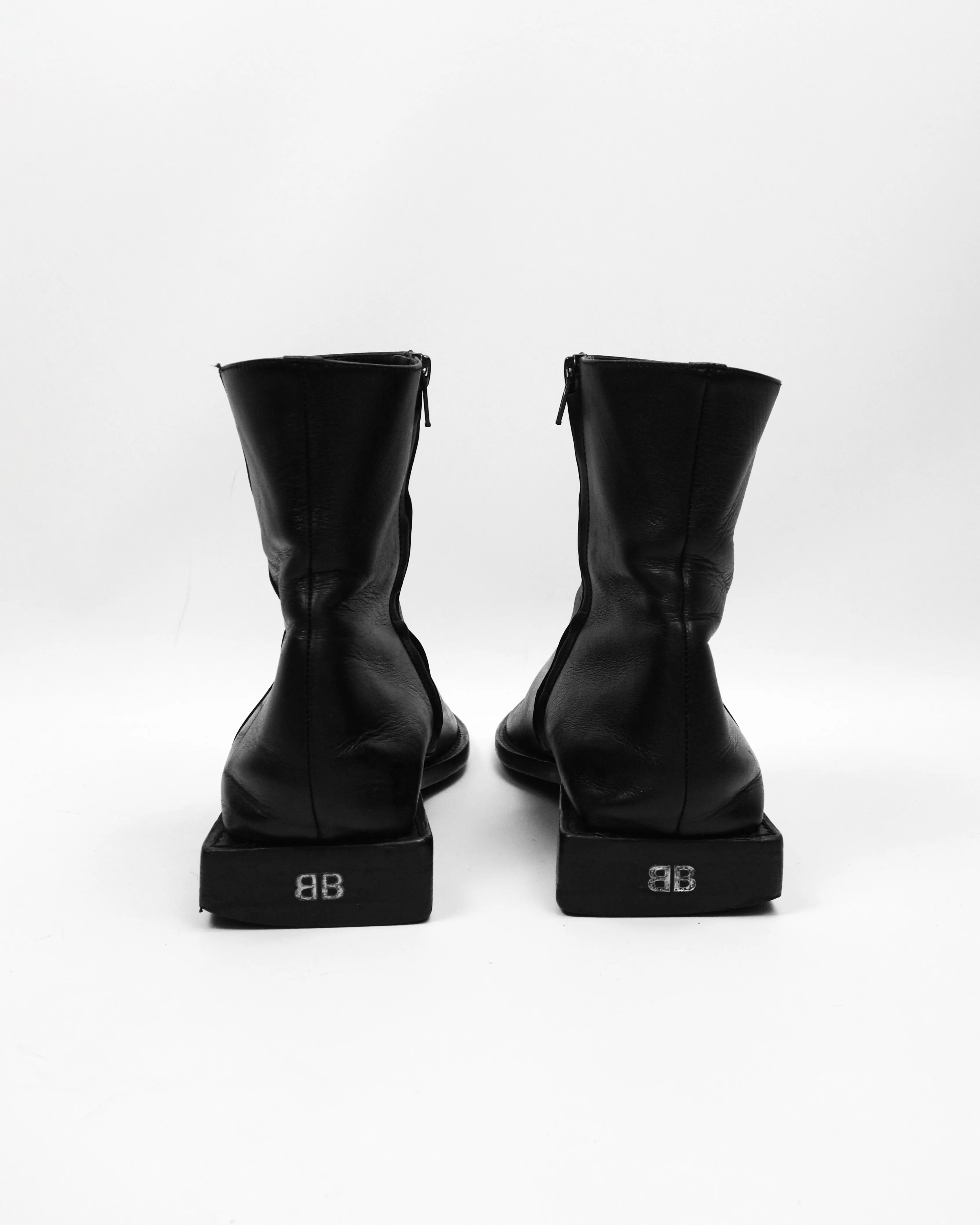 Balenciaga Rim Back Logo Leather Boots 2018