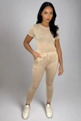 Beige Tee And Trousers Leisure Set