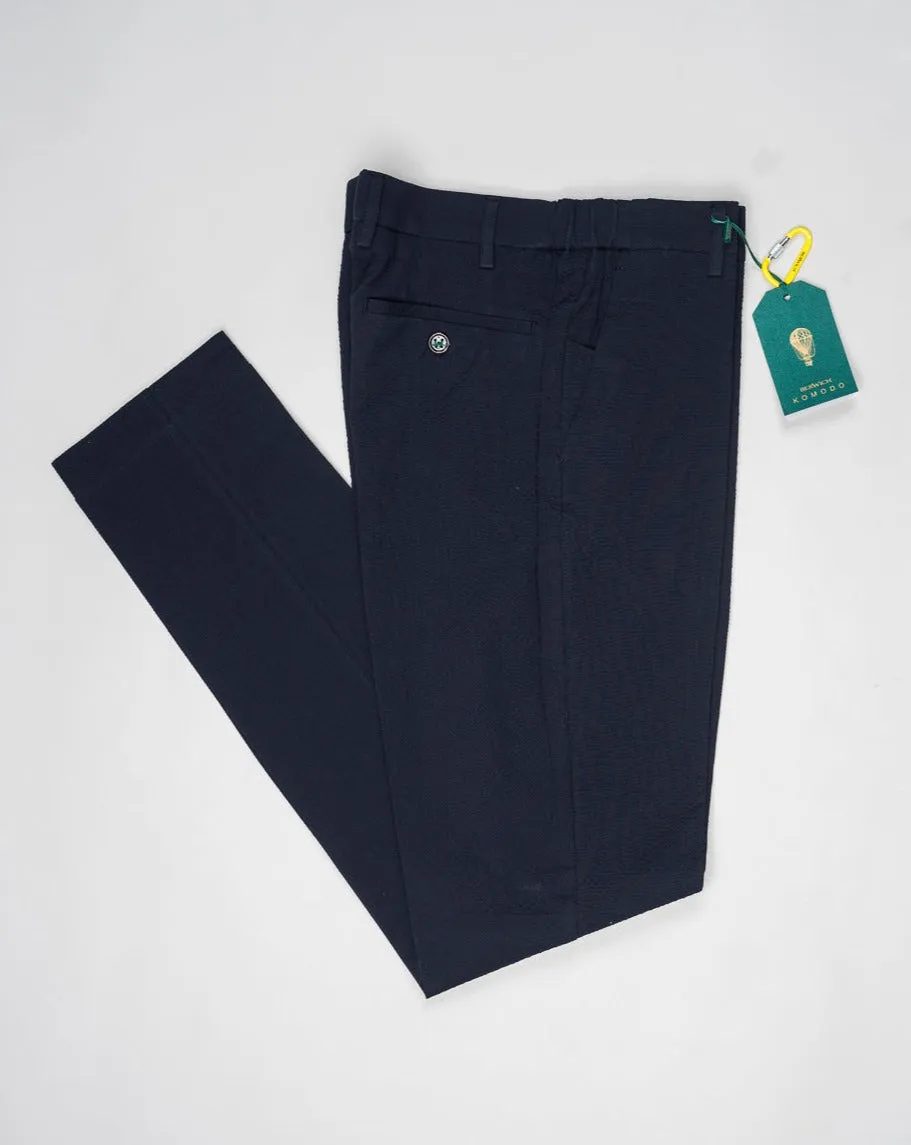 Berwich Morello Elax Seersucker Trousers / Navy