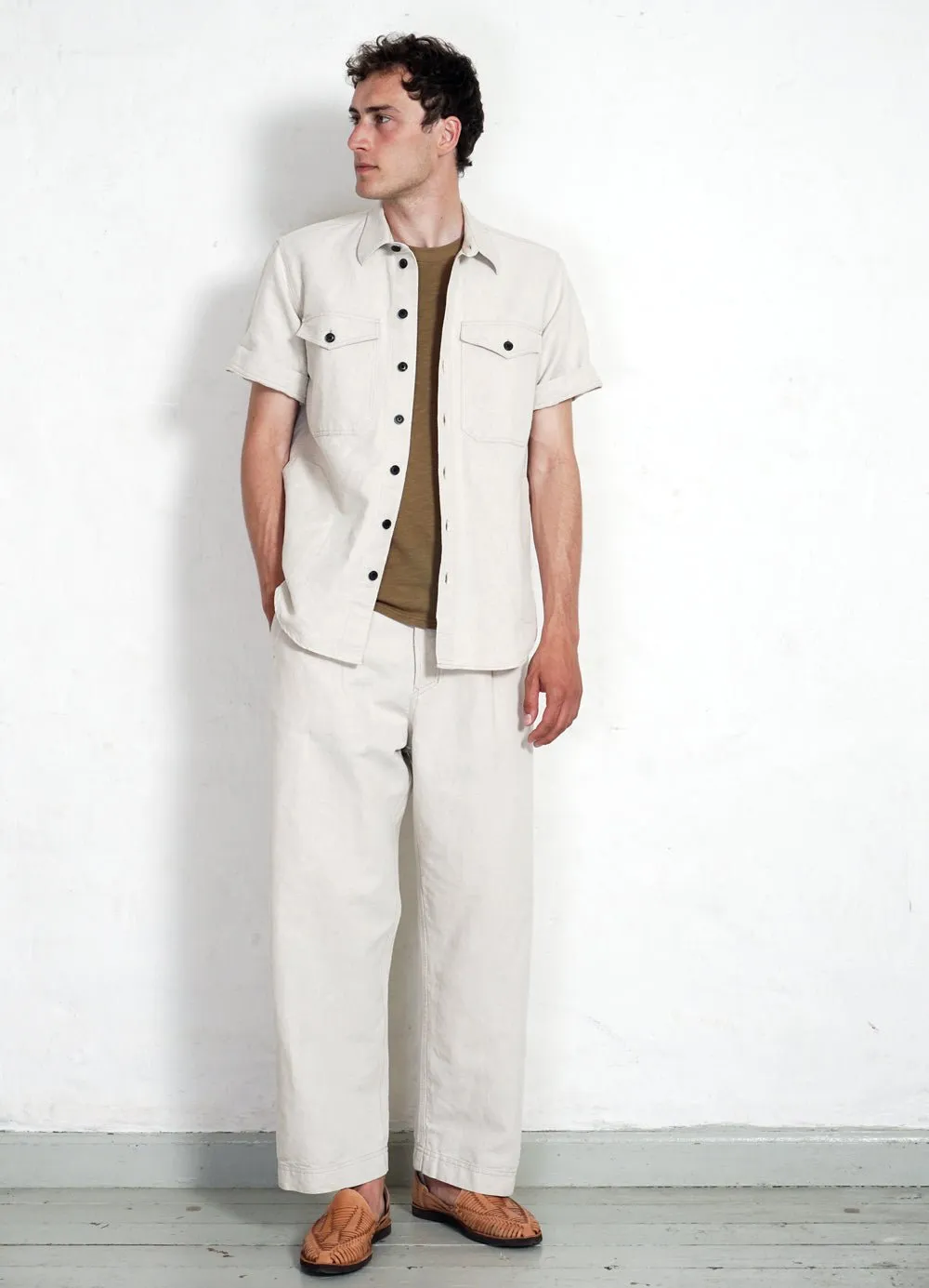 BOBBY | Super Wide Pleated Trousers | Flax Nature