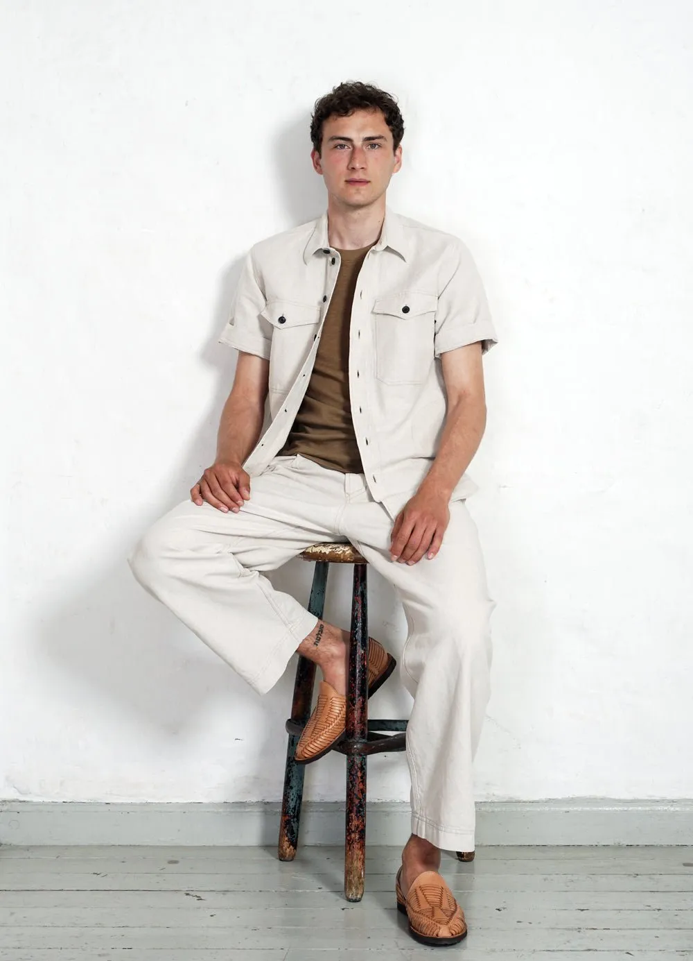 BOBBY | Super Wide Pleated Trousers | Flax Nature