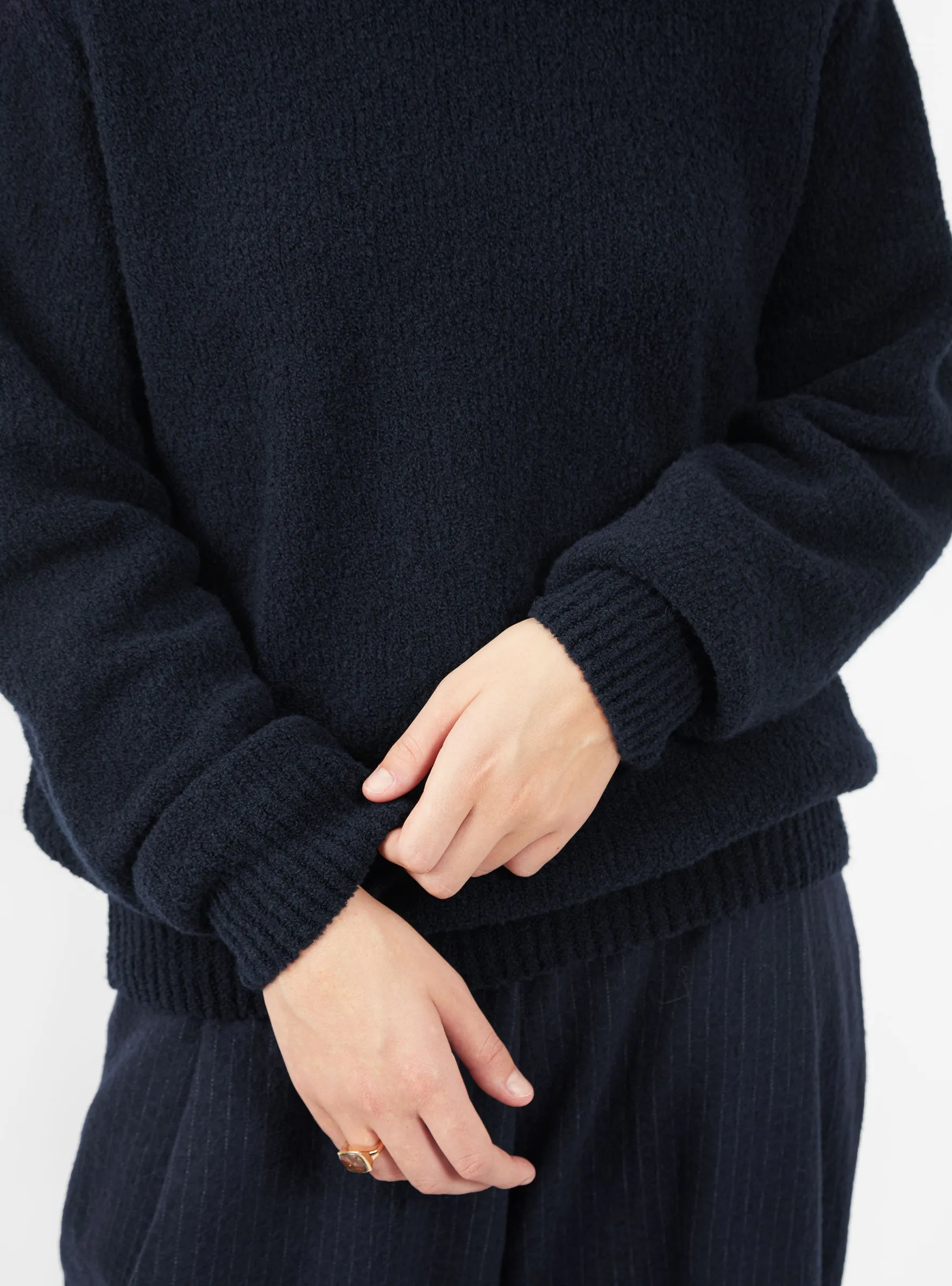 Boucle Crew Sweater Navy