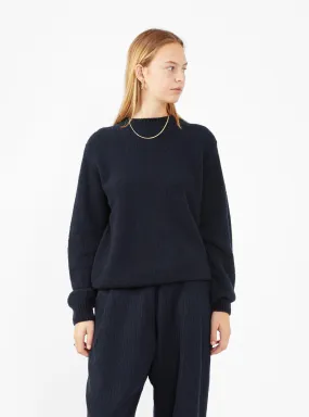 Boucle Crew Sweater Navy