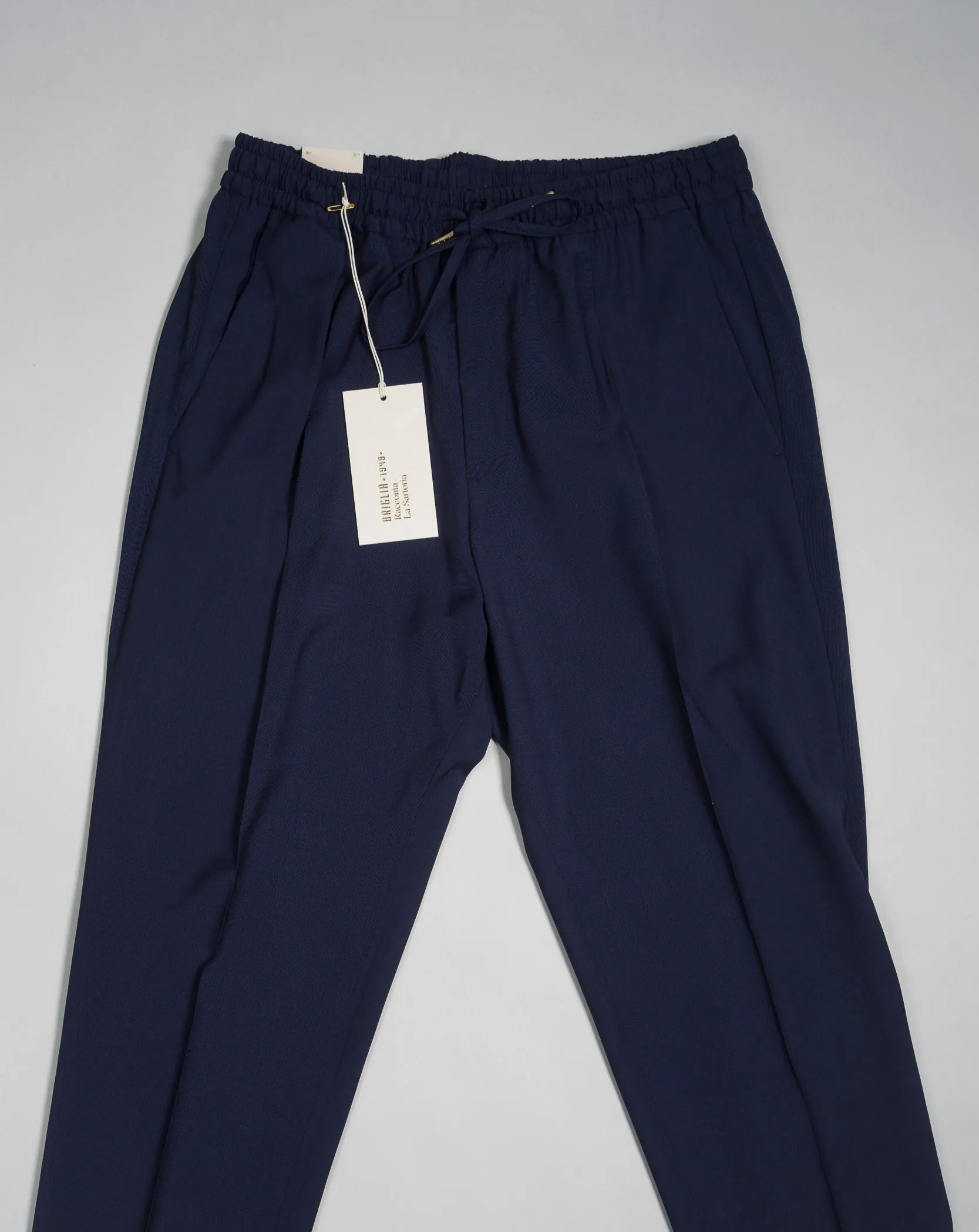 Briglia Lightweight Wool Drawstring Trousers / Navy