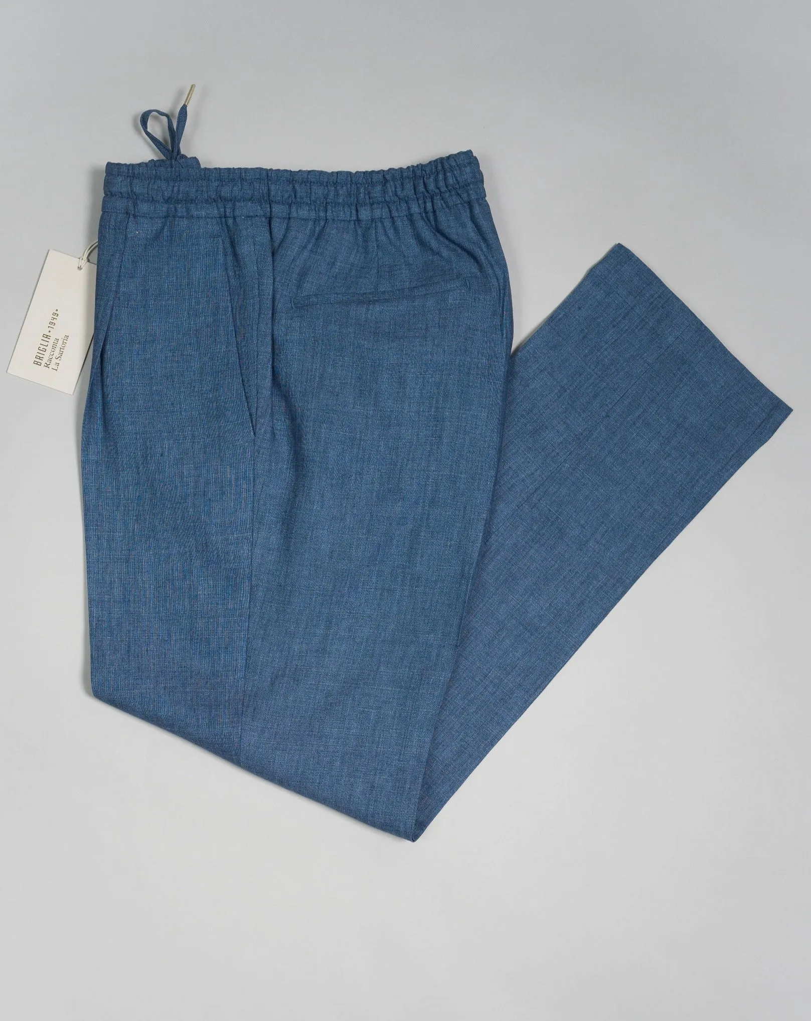 Briglia Linen Drawstring Trousers / Light Blue