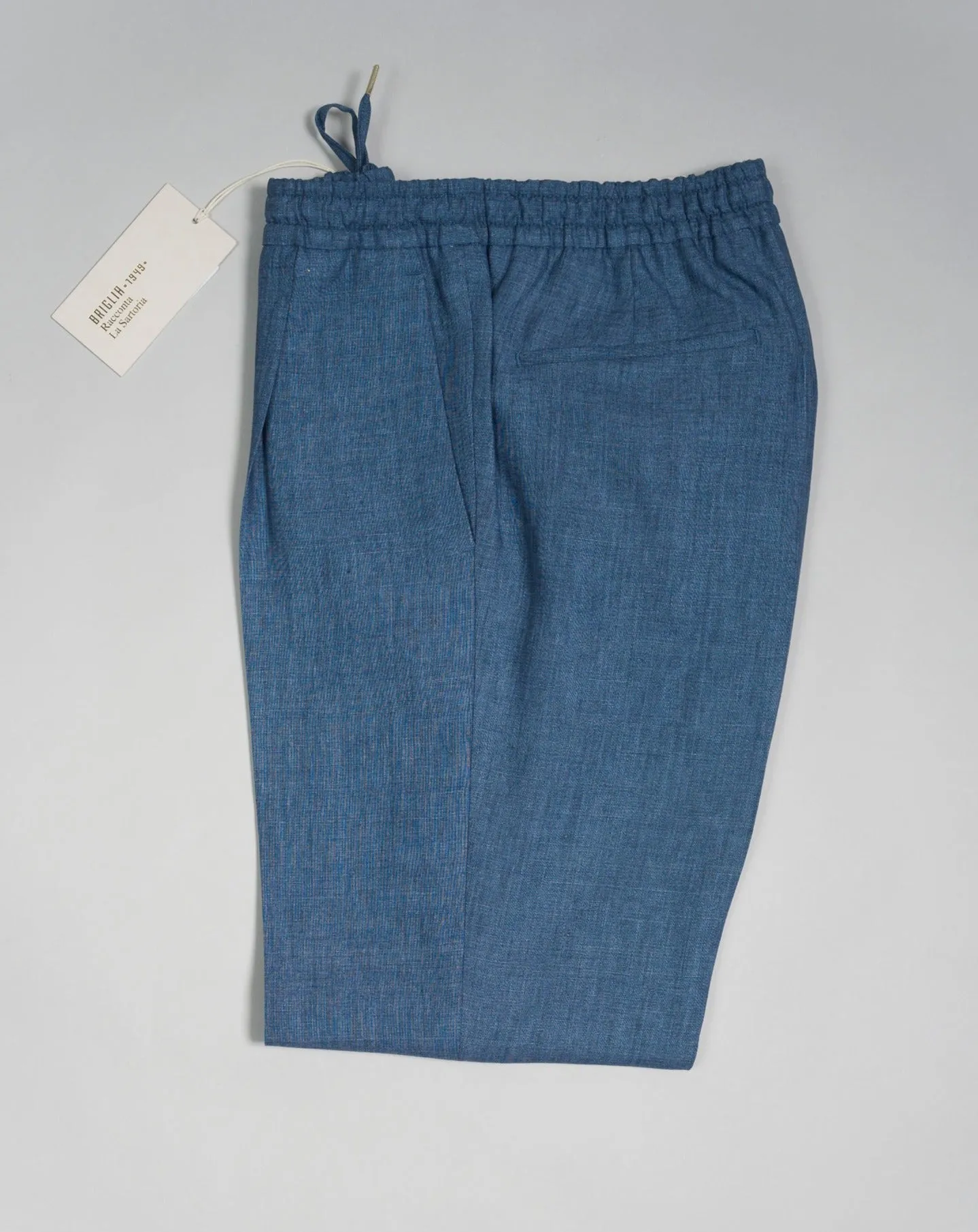 Briglia Linen Drawstring Trousers / Light Blue