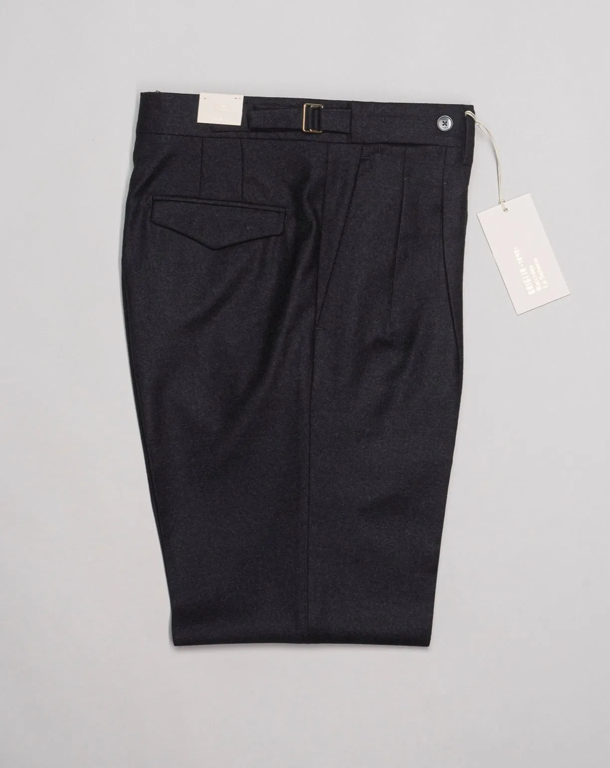 Briglia Pleated Wool Flannel Trousers / Dark Grey