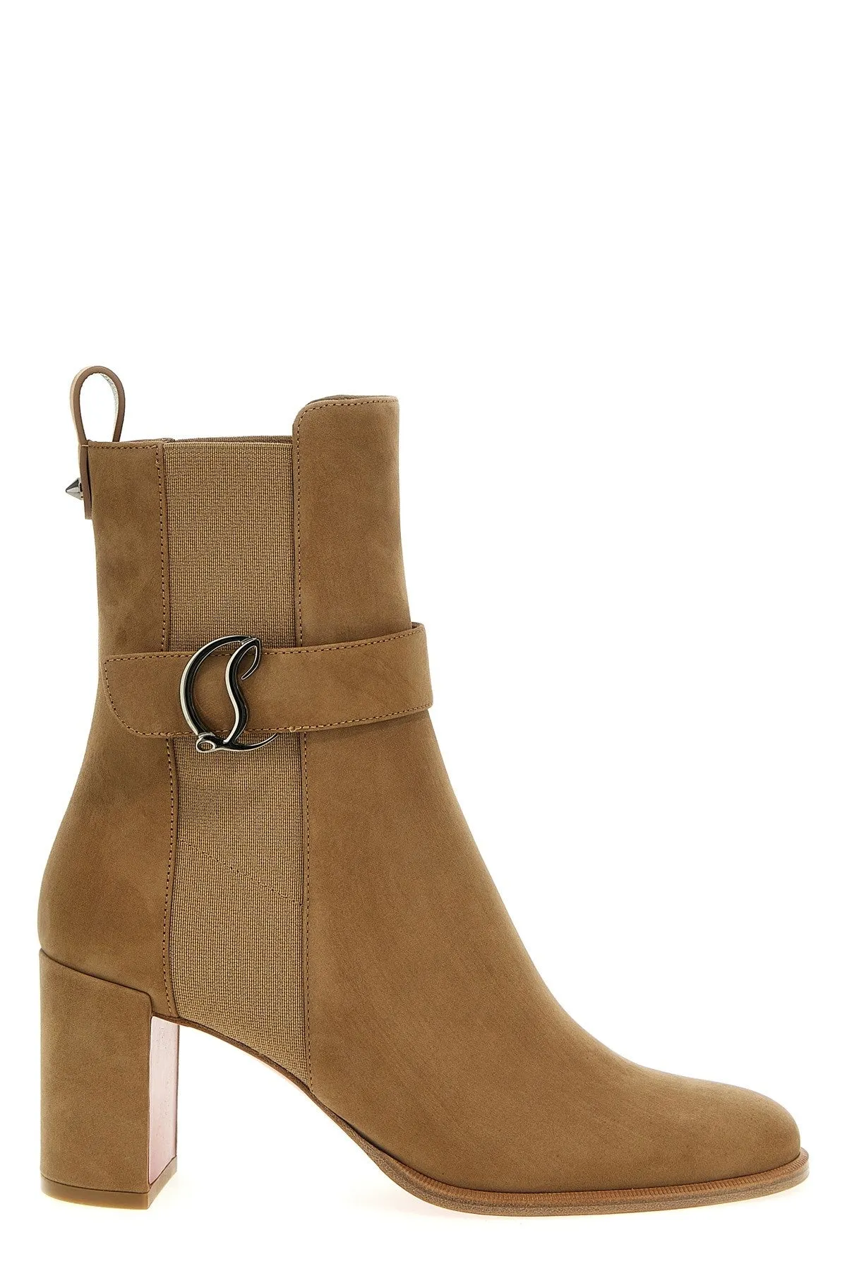 christian louboutin 'CL' ankle boots beige