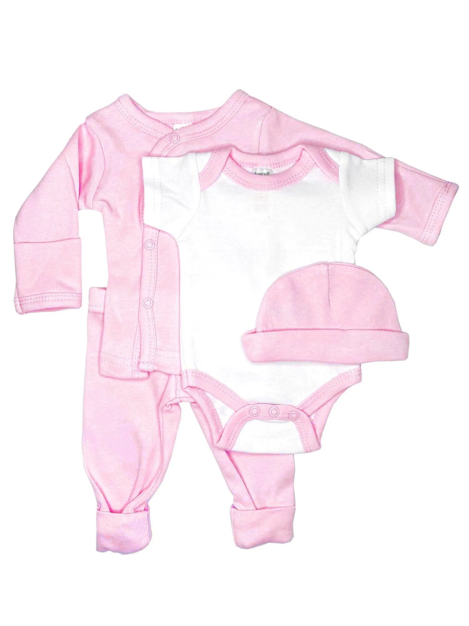 Classic Pink & White 4 piece set - Vest, Top, Trousers & Hat