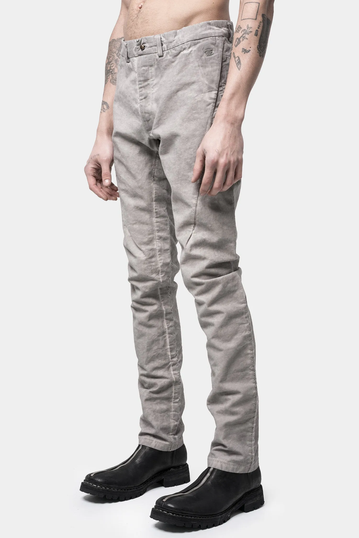 Cold dyed staple detail trousers, Alu