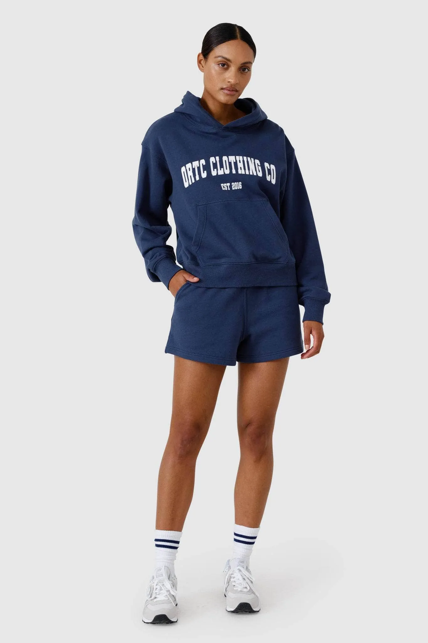 College Logo Hoodie Navy