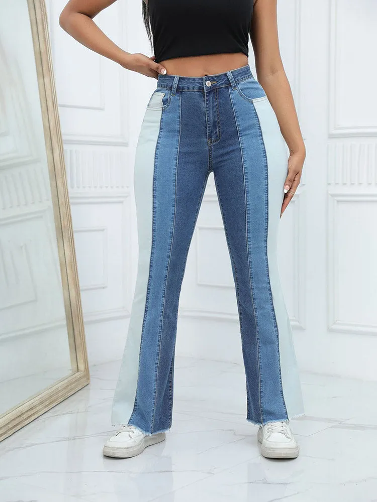 Color Block Flare Jeans