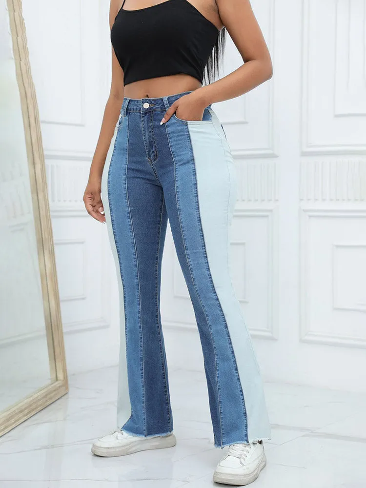 Color Block Flare Jeans