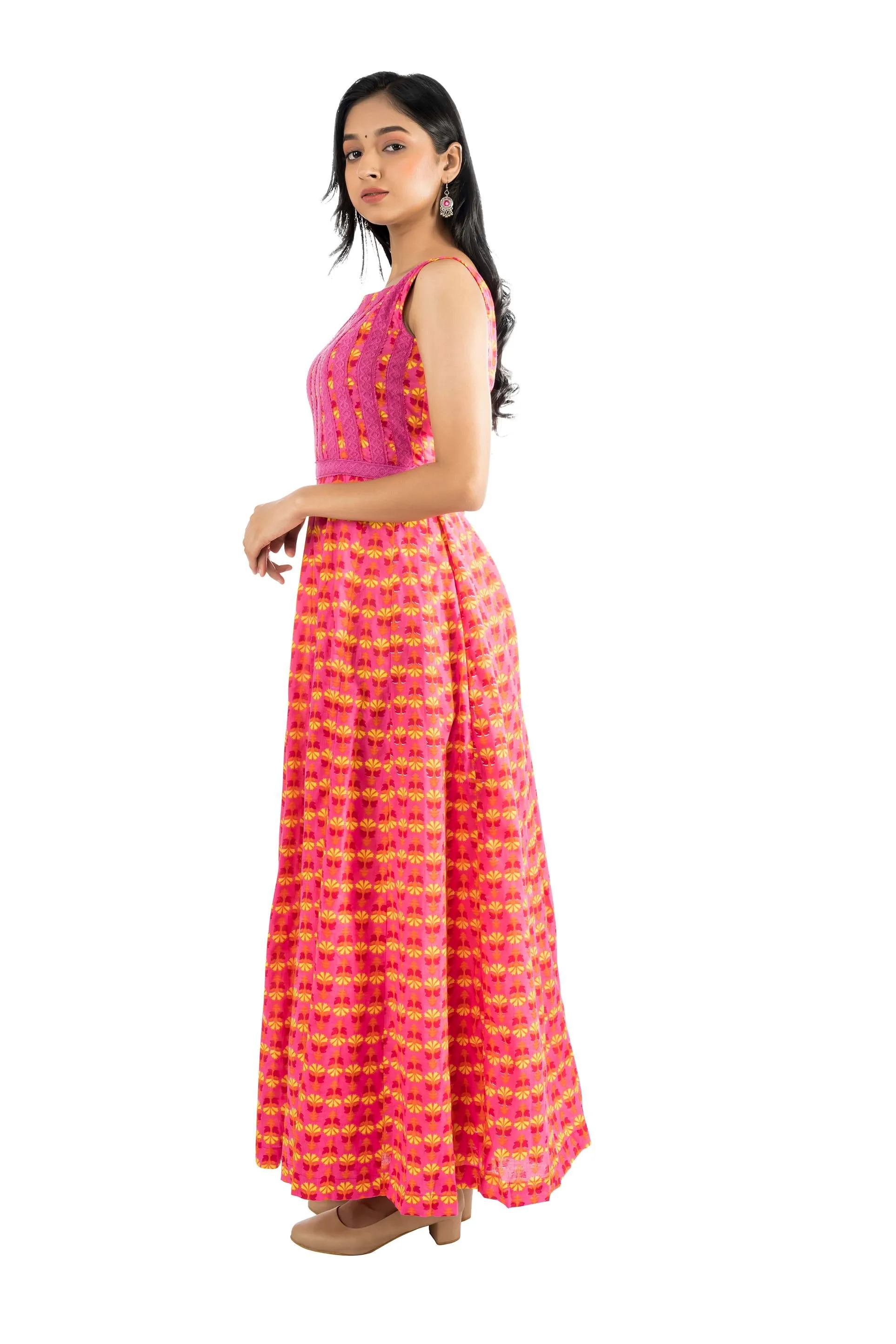 Cotton Flared Printed Gown