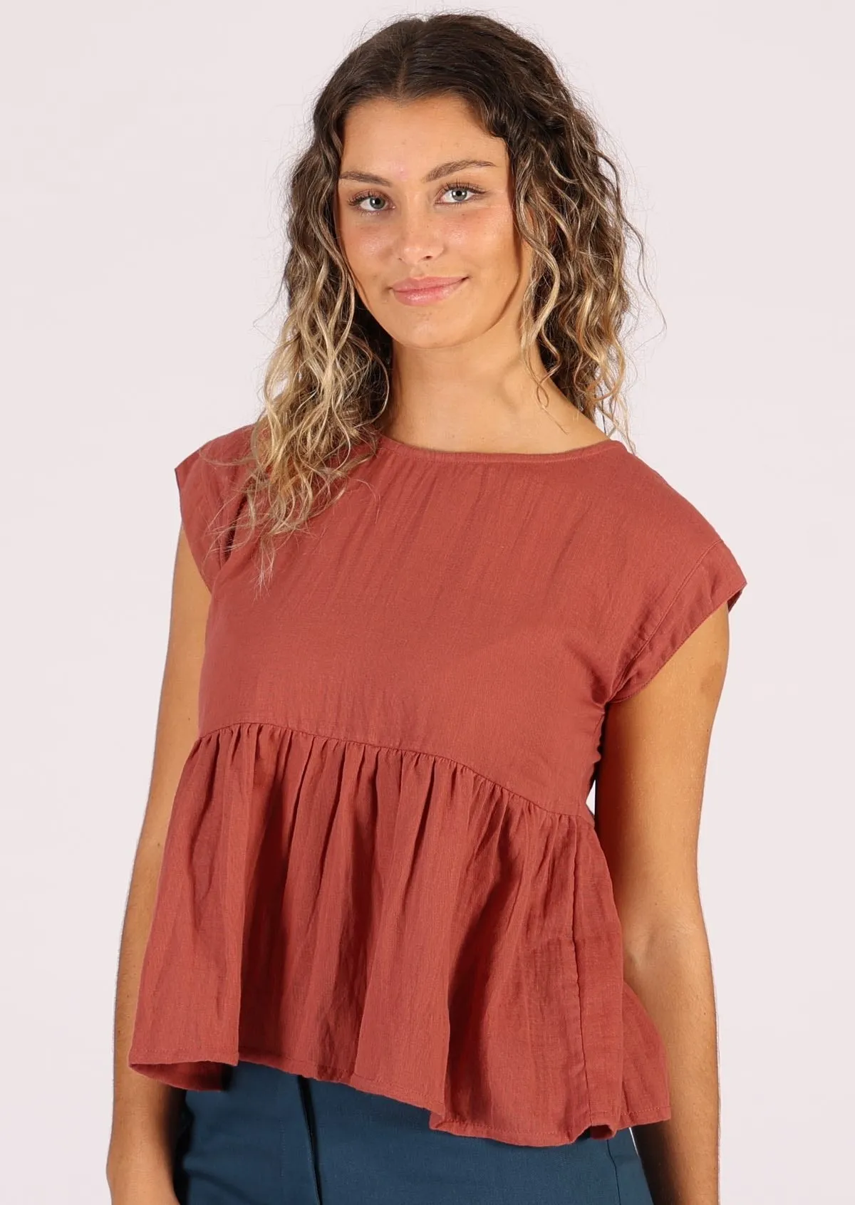 Cotton Thrills Top Marsala