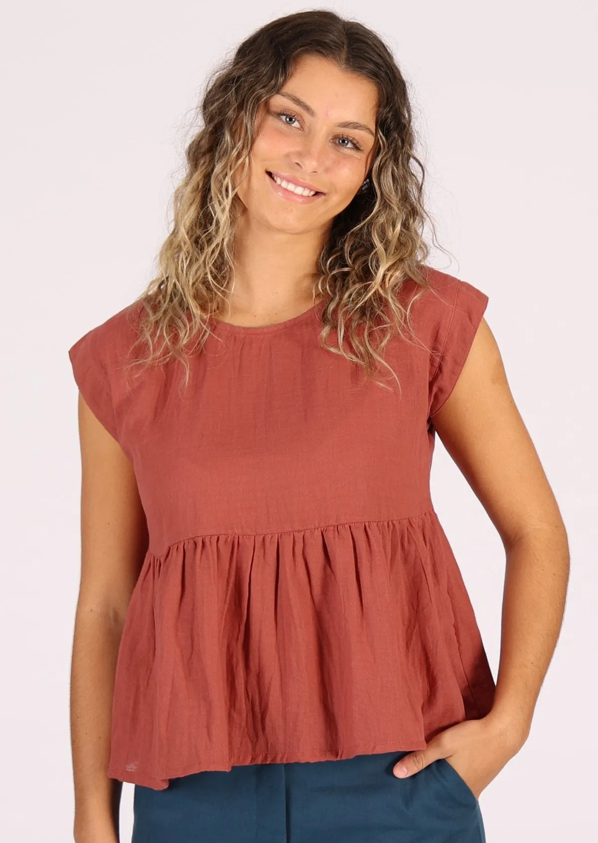 Cotton Thrills Top Marsala