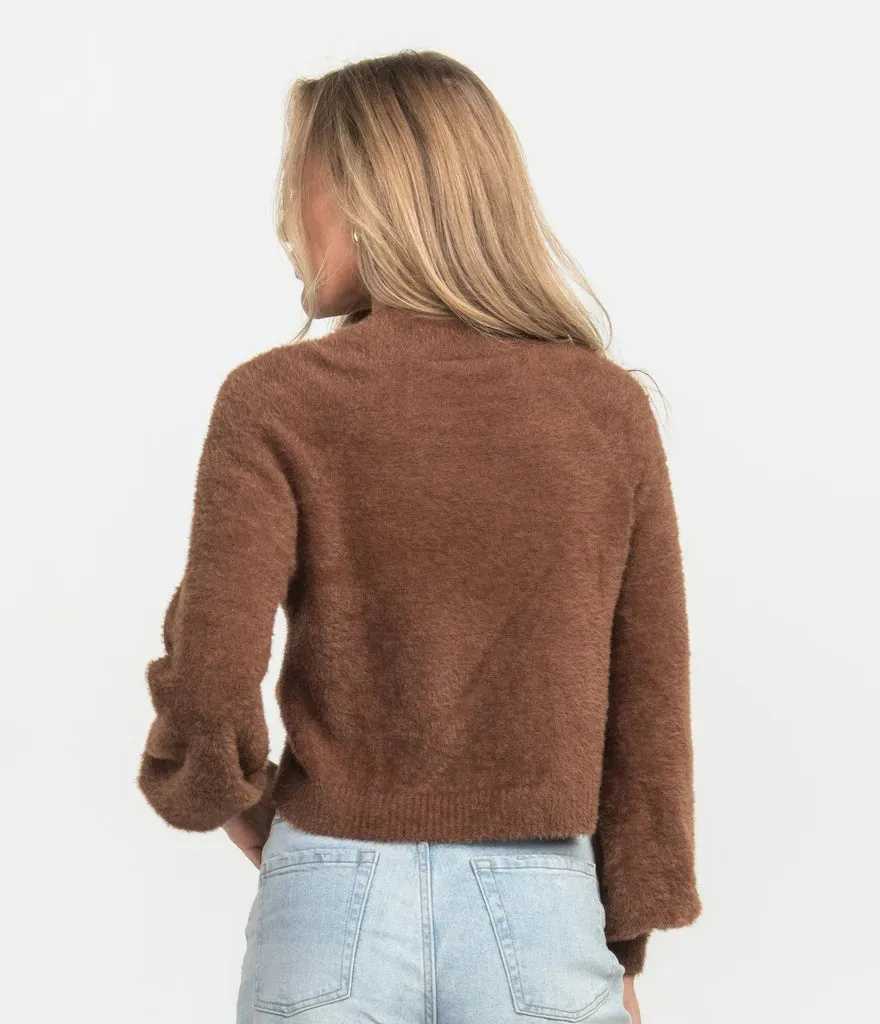 Cropped Feather Knit Sweater