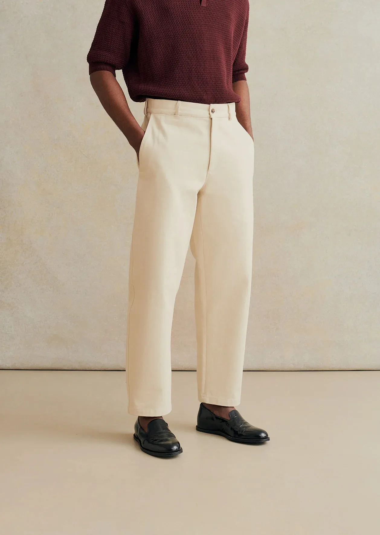 De Bonne Facture Heavy Cotton Drill Balloon Trousers / Cream