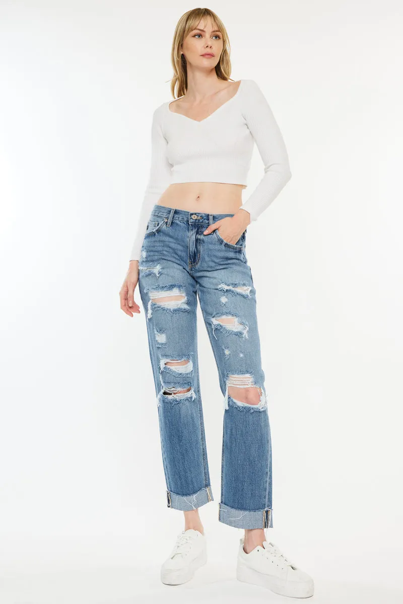 Delta Mid Rise Boyfriend Jeans