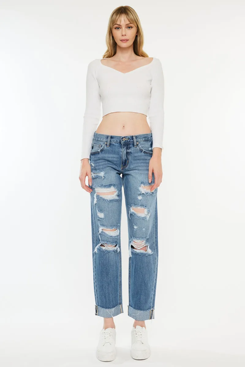 Delta Mid Rise Boyfriend Jeans