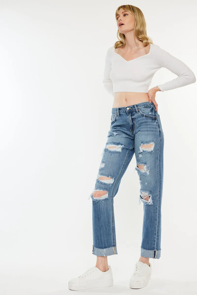 Delta Mid Rise Boyfriend Jeans