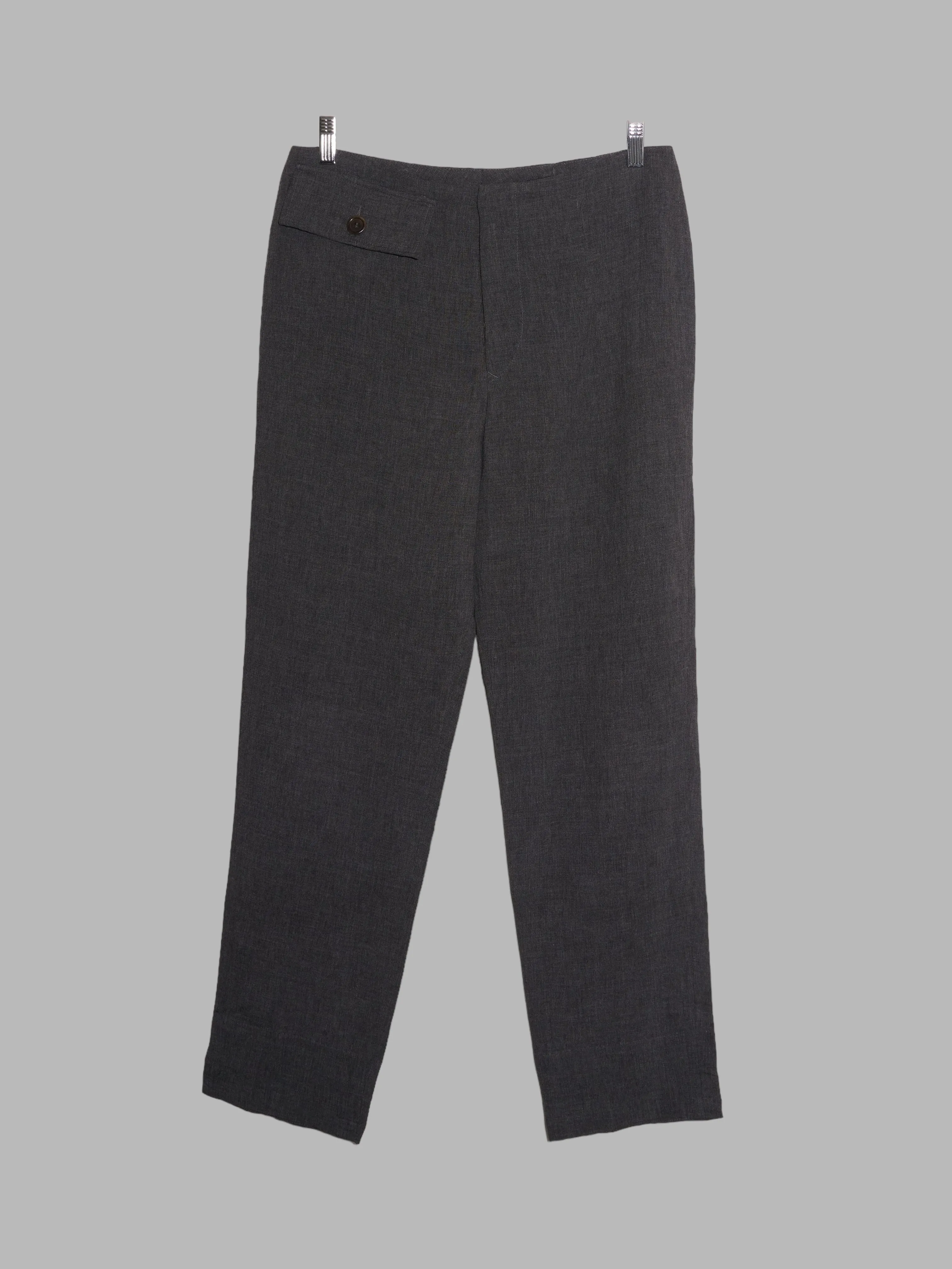 Dirk Bikkembergs Hommes 1990s grey linen detachable front pocket trousers