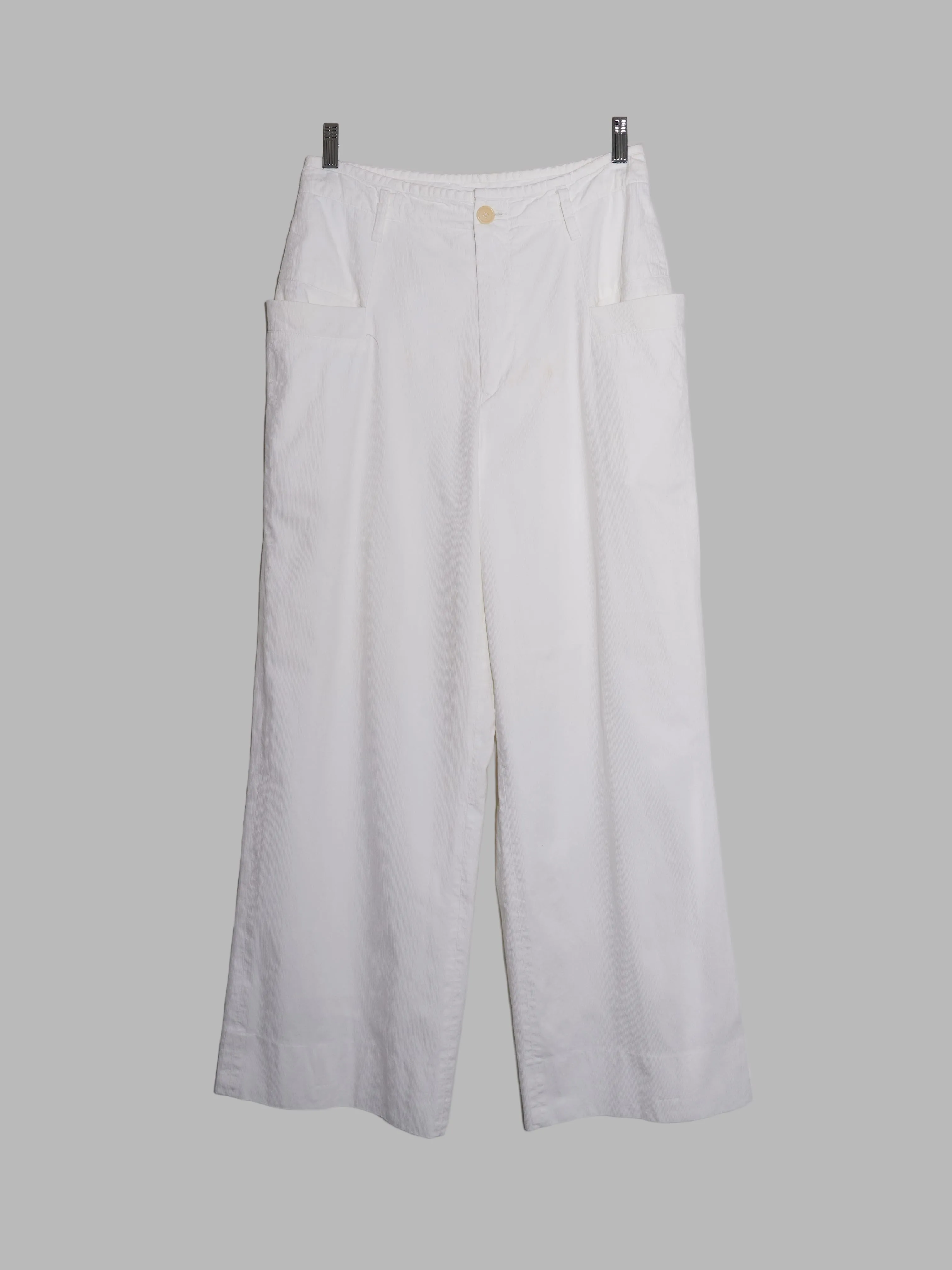 Dirk Bikkembergs Hommes spring 1997 white corduroy wide leg trousers - size 48