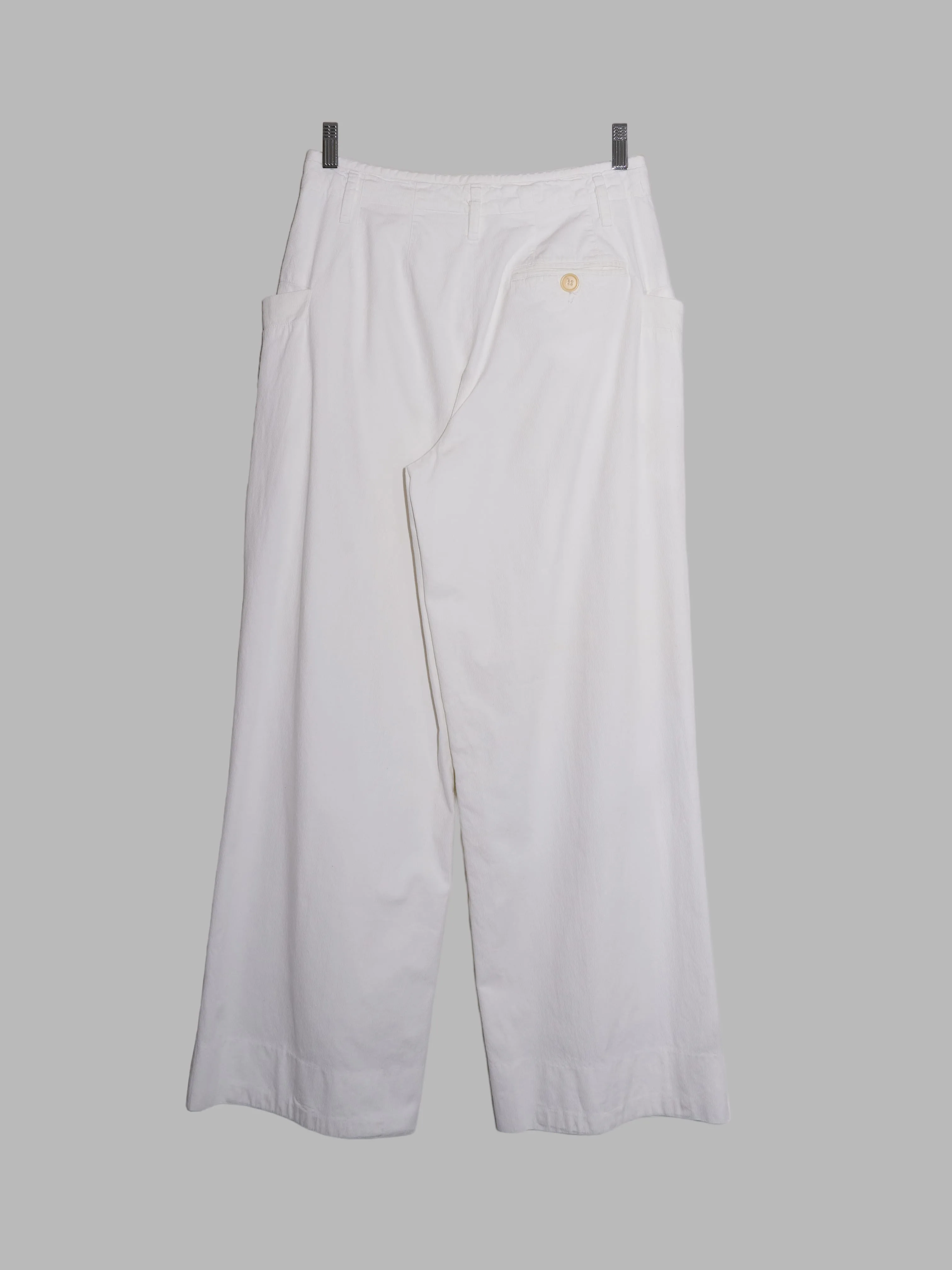 Dirk Bikkembergs Hommes spring 1997 white corduroy wide leg trousers - size 48