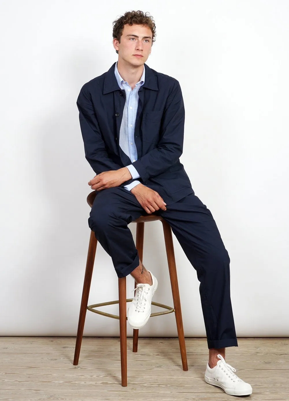 EIGIL | Light Wide Cut Summer Trousers | Navy