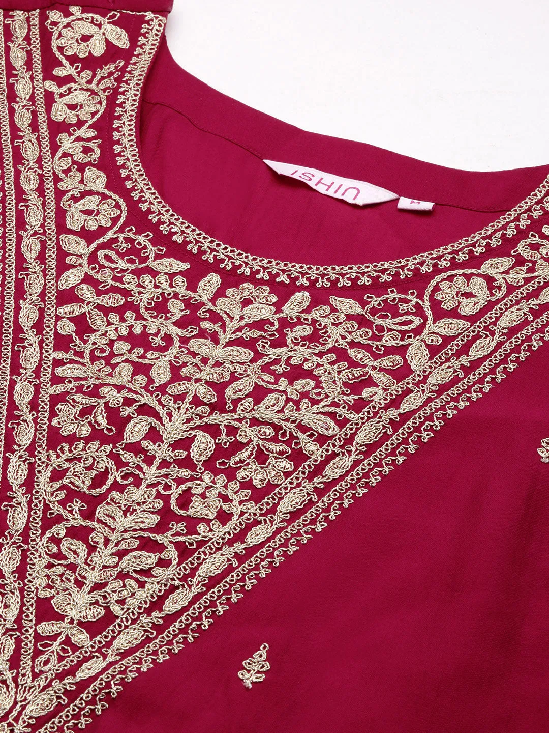 Ethnic Motifs Embroidered  Straight Kurta With Trousers & Dupatta