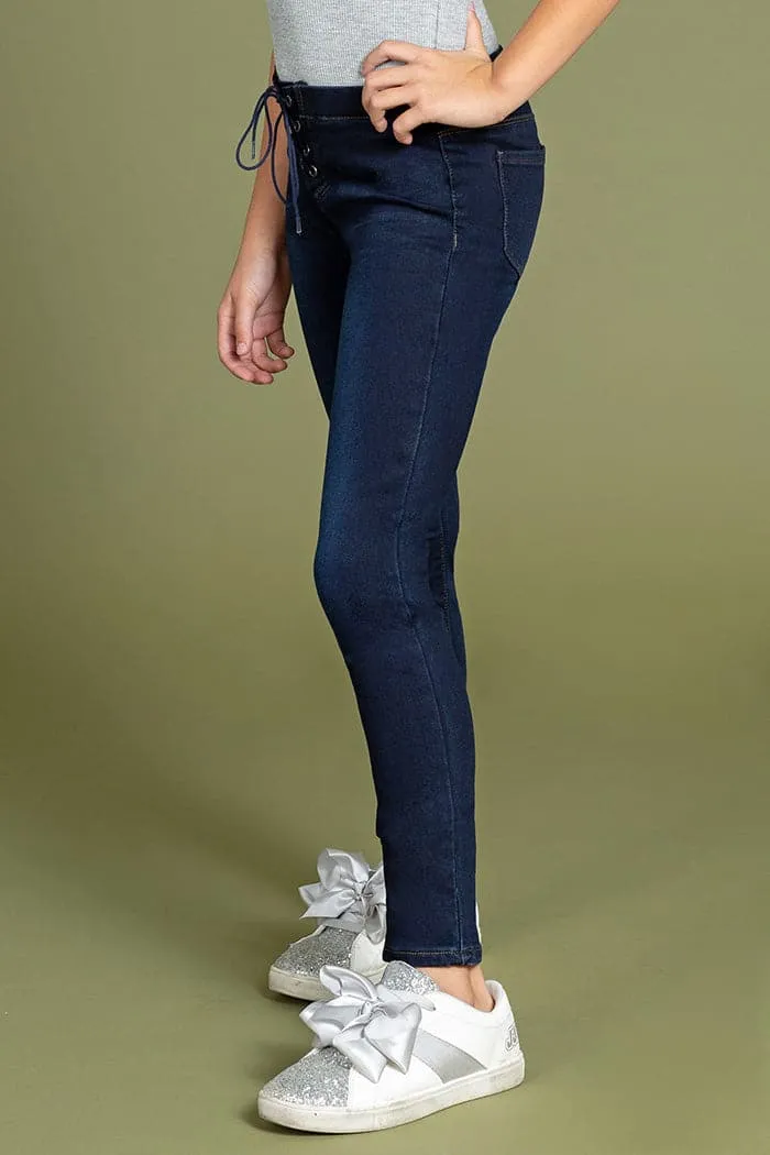 Girls Front Lace Skinny Ankle Jeans