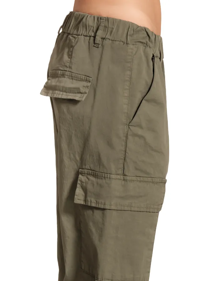 Griffai women's trousers with elastic waist and large pockets DGP5065 military