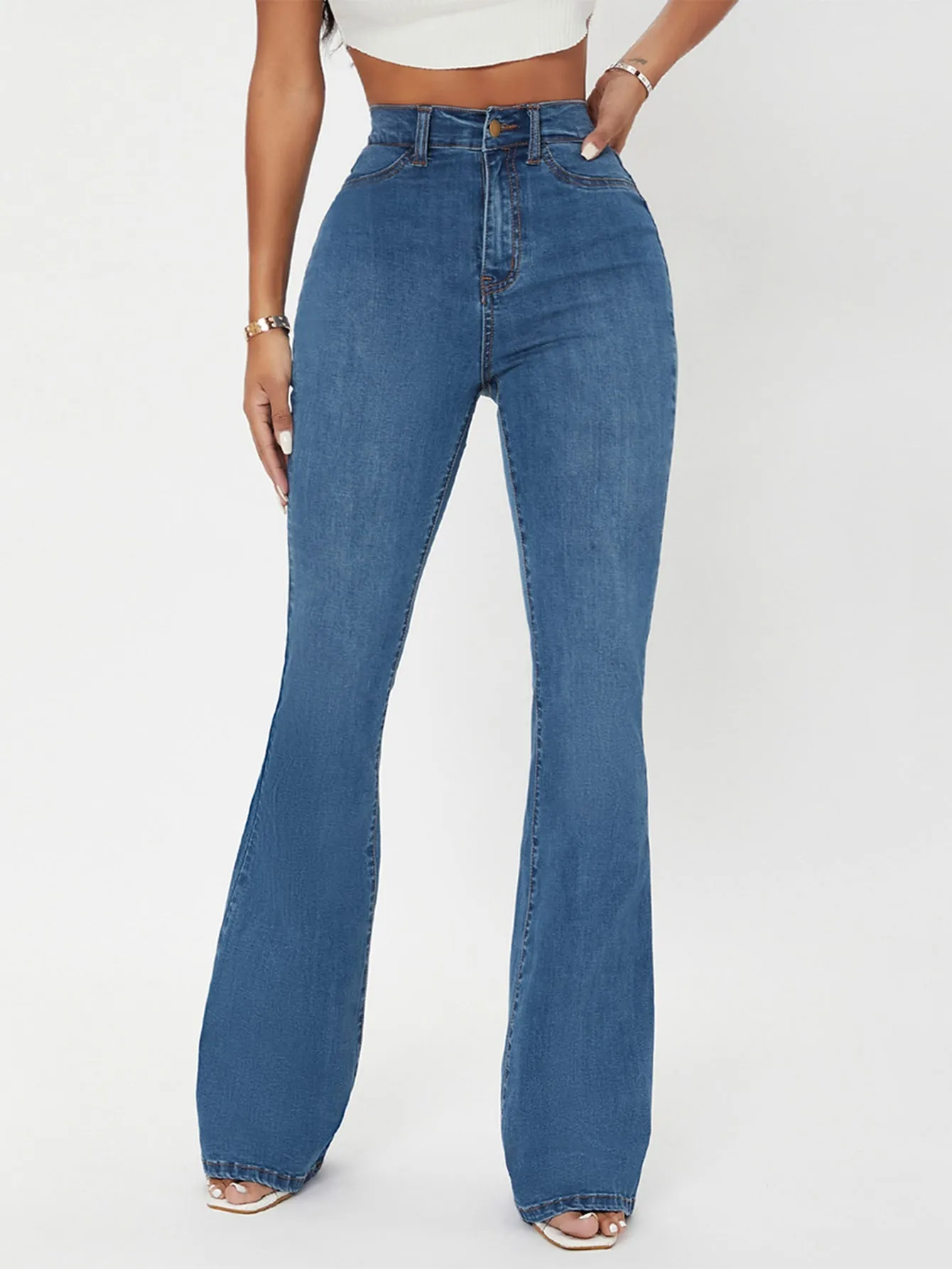 High Waist Flare Leg Jeans