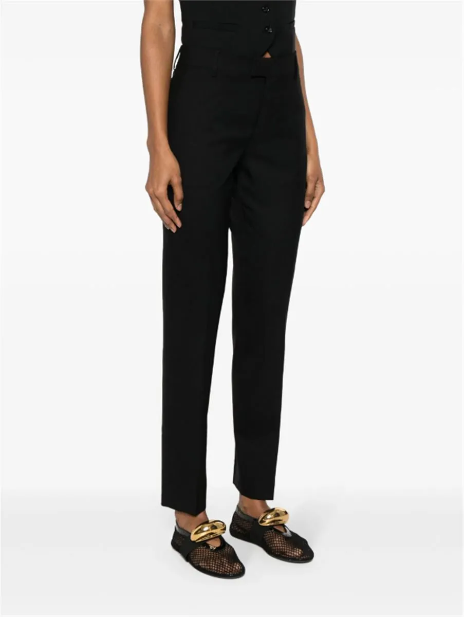 HIGH-WAIST TAPERED-LEG TROUSERS