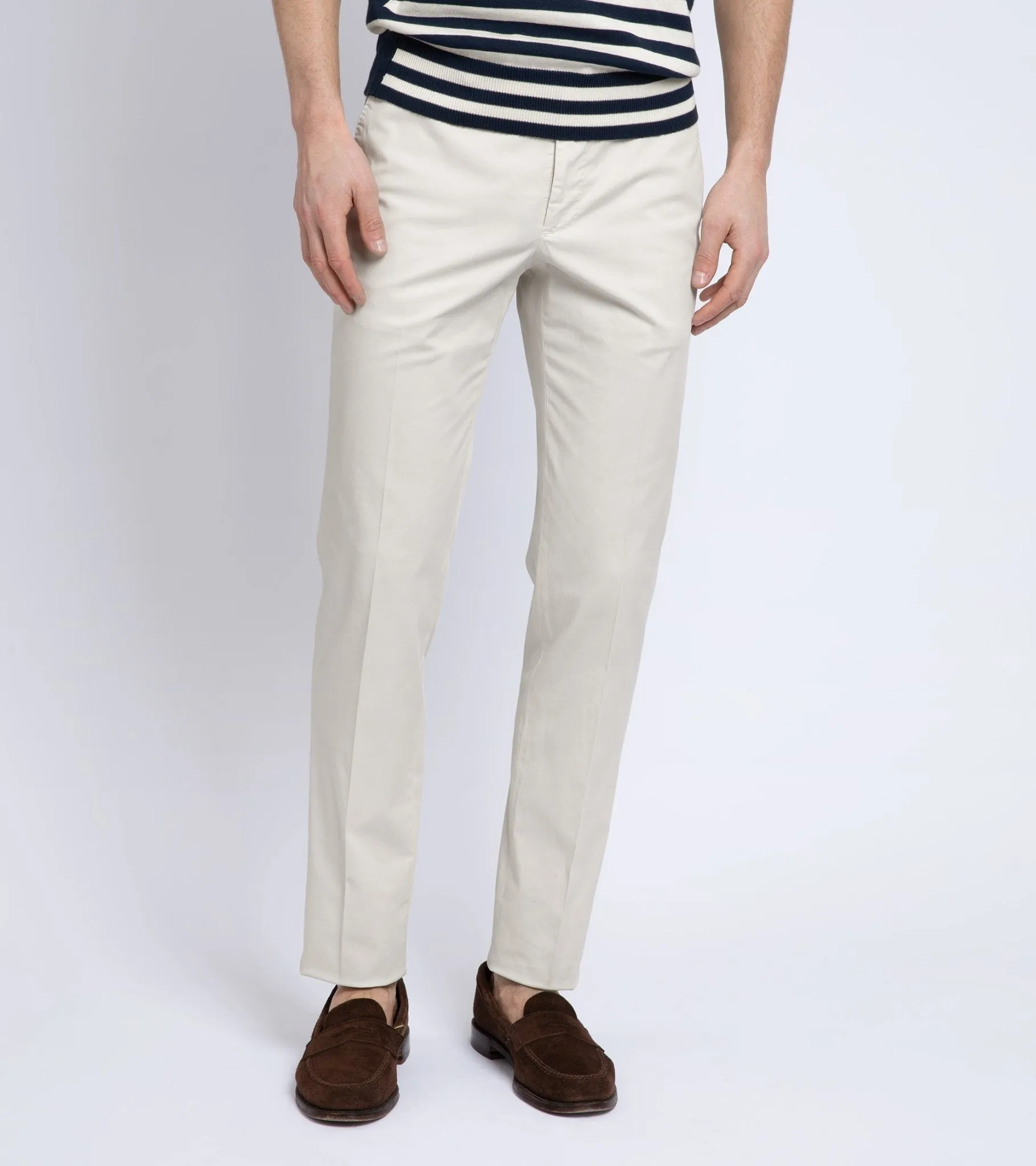 Incotex Royal Batavia Regular Cotton Trousers: Cream