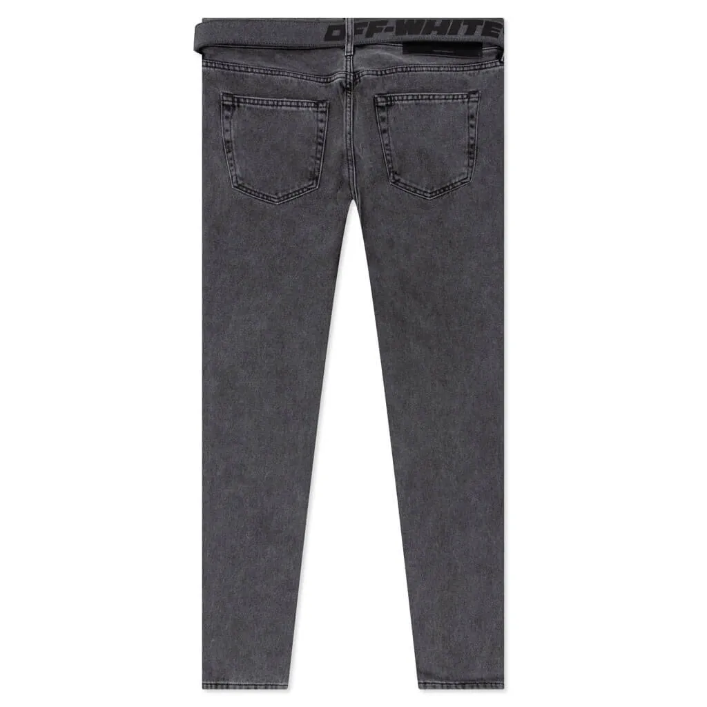 Industry Belt Skinny Jeans - Grey/Black