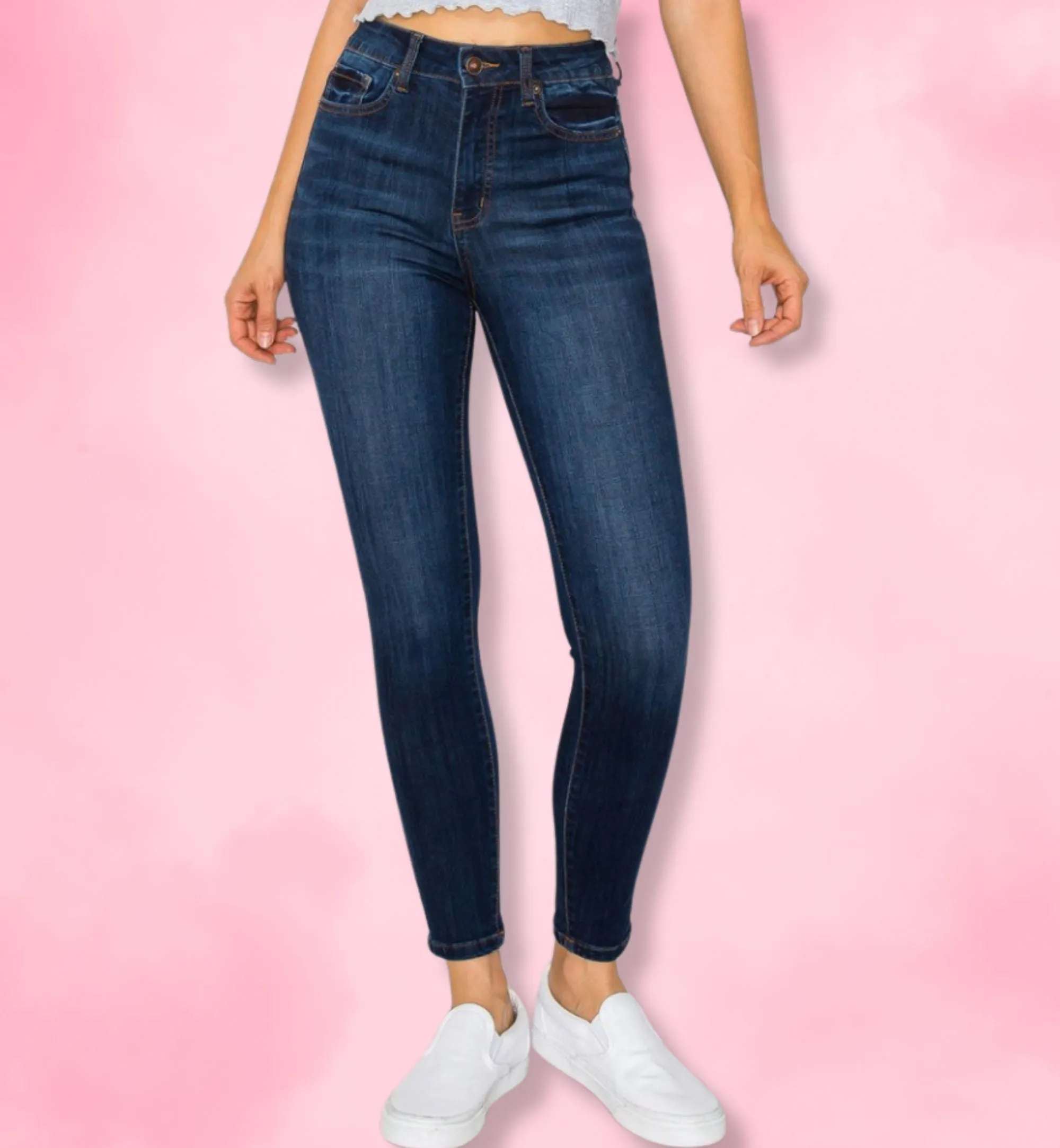 JEANS SKINNY LISO TIRO ALTO 90323